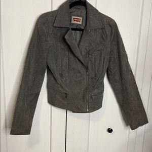 Levi's Small Genuine Leather Charcoal Grey Bomber  Jacket